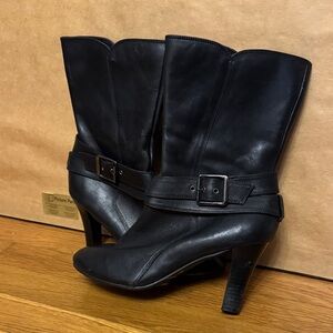 Bruno Valenti m Black Leather Women's Boots Size 8.5